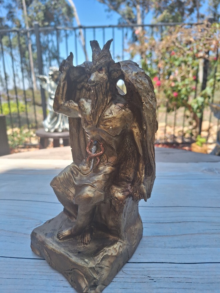 Templar Sabbatic Goat Baphomet Satan Seating Down Color Gold/ Devil /Evil /10X6