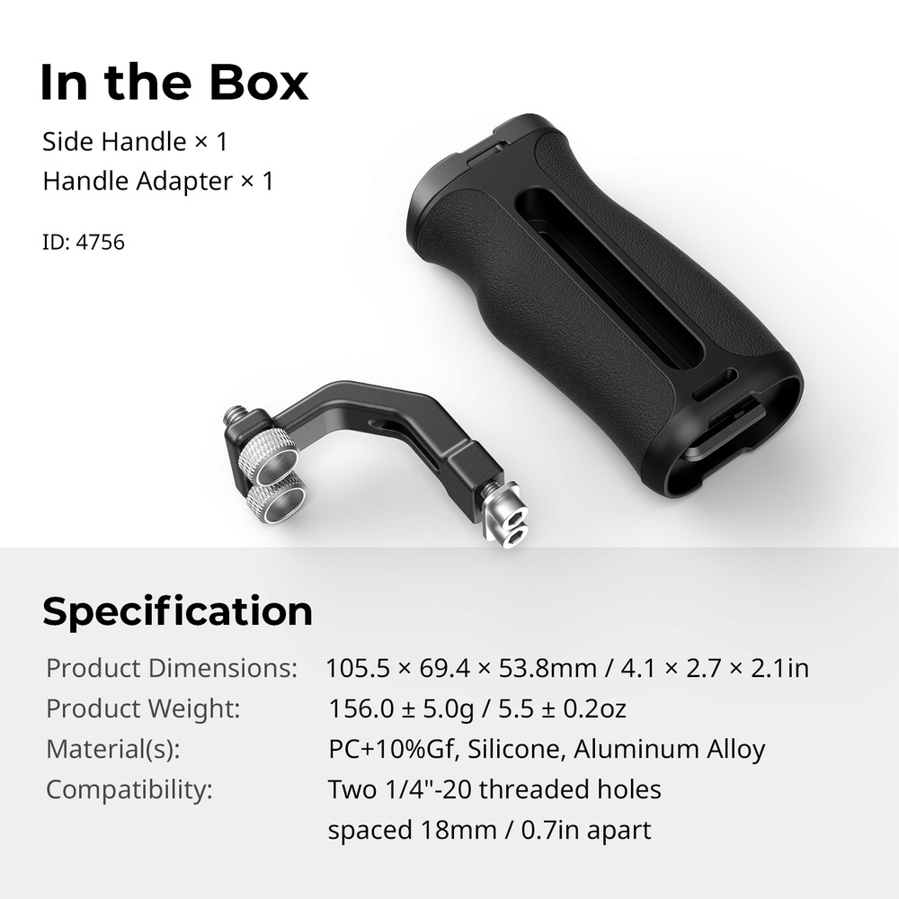 SmallRig Mini Side Handle with 1/4" -20 Screws for Camera Cage 4756