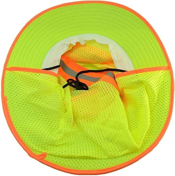 Lime Green HI VIS Sun Hat with Reflective Stripe - High Visibility