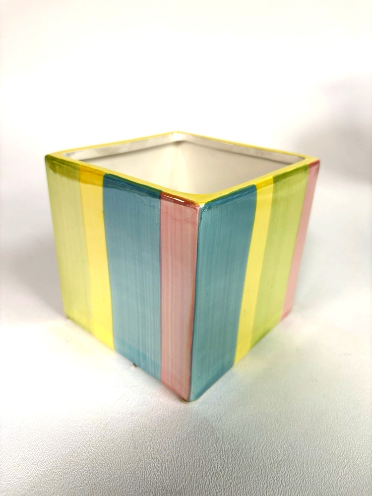 Rainbow Stripe Cube Baby Novelty Planter