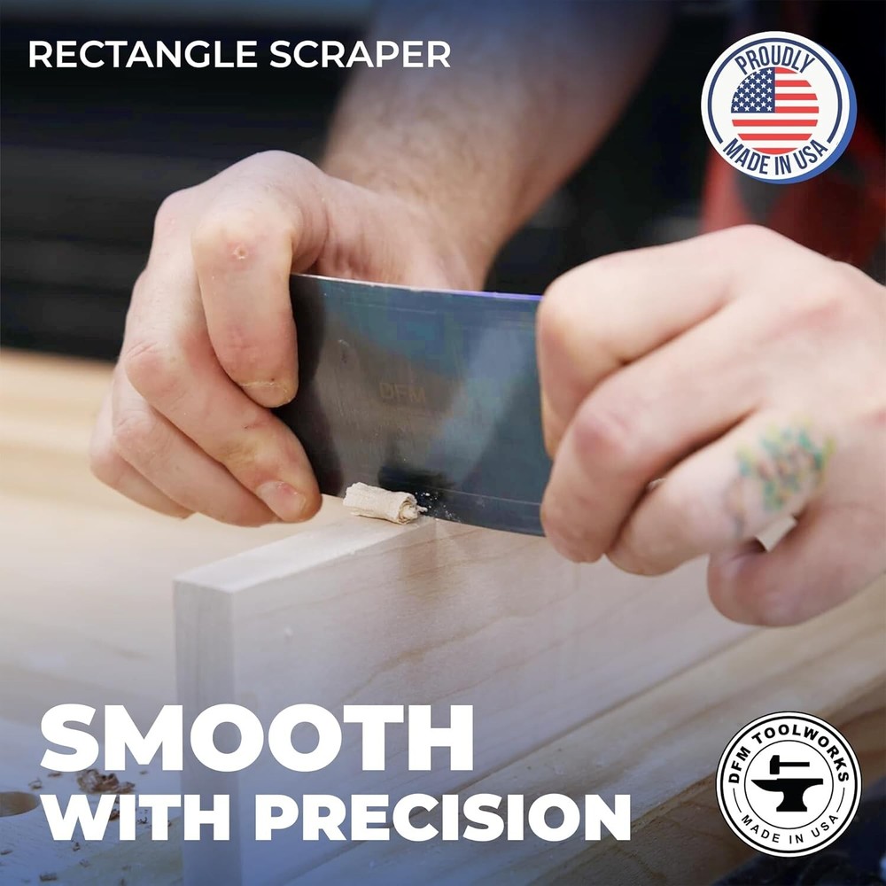 Precision Card Scraper Set - 3 Durable American-Made Scrapers for Woodworking