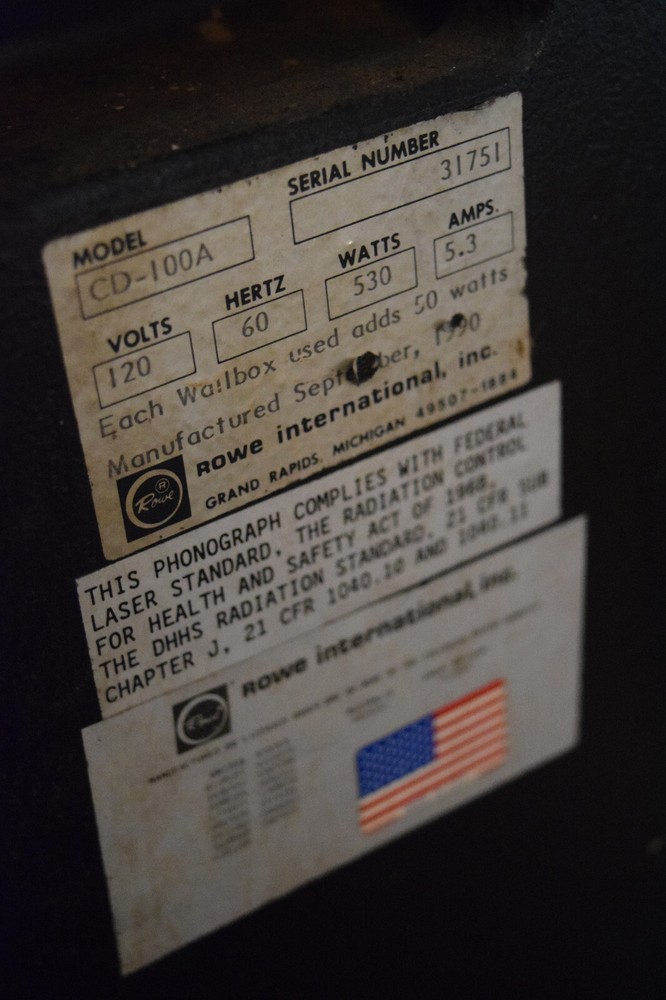 rowe ami cd100a classic compact Disk jukebox NONE WORKING