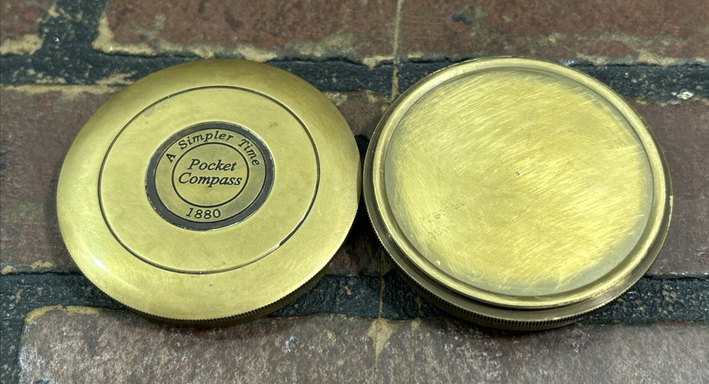 Vintage Brass Pocket Compass 1980