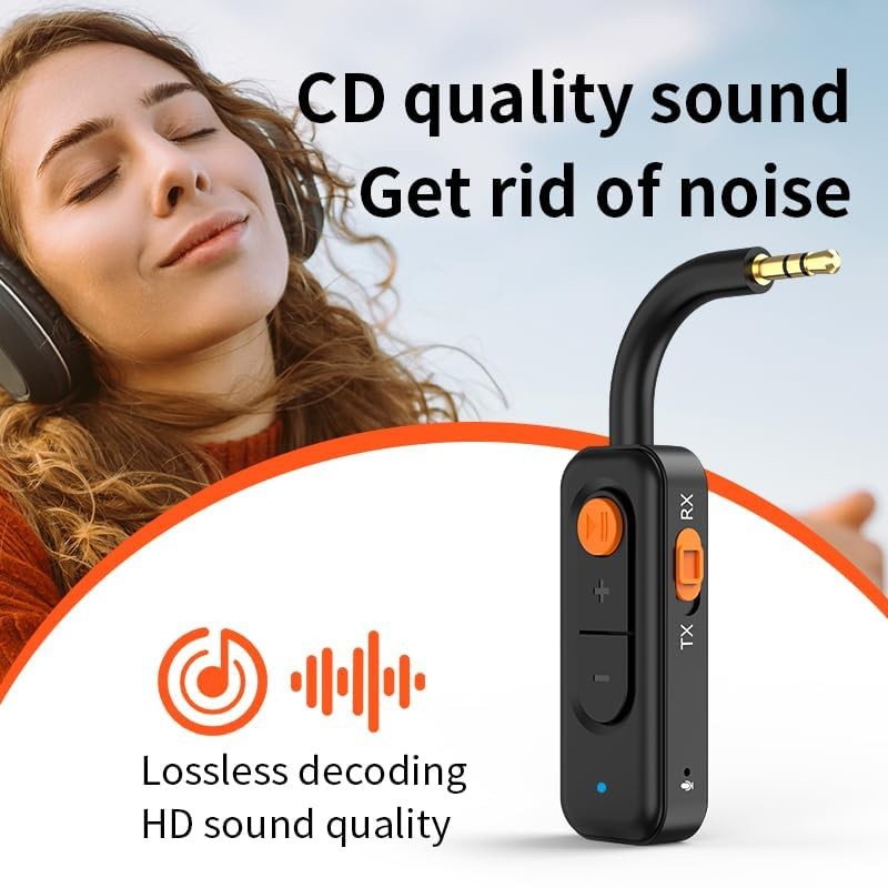 Bluetooth 5.4 Transmitter and Receiver,2-in-1 Wireless Bluetooth Adapter, Wir...