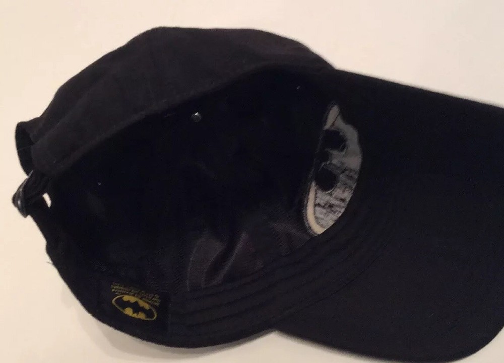 Batman Adjustable Black Ballcap Gold / Black Logo Batman Cap / Hat