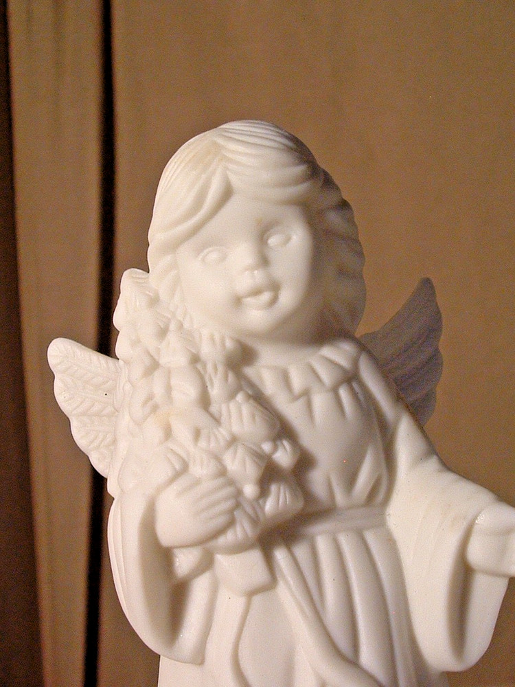 4 ANGEL BELLS, VINTAGE WHITE CERAMIC, 4 DIFFERENT MODELS, AVON?