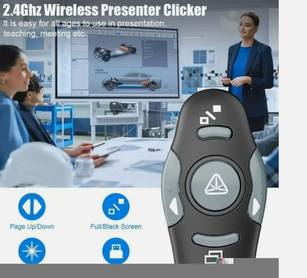 USB Wireless Remote Laser Pointer Pen Powerpoints Clicker PPT Flip Pen PointerS3