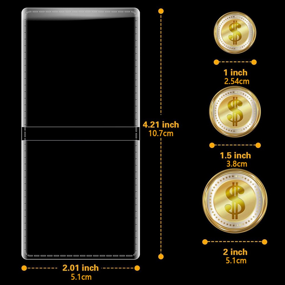 (100) 2x2 Double Pocket Vinyl Coin Flips Storage & Display -Clear Plastic Holder