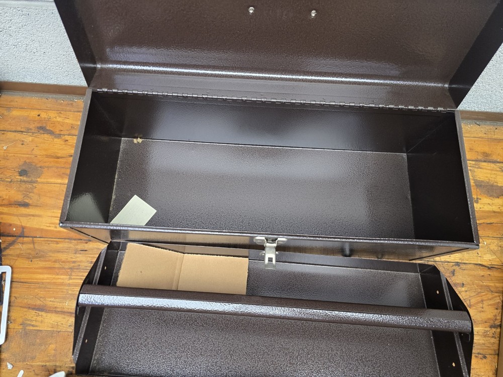NEW Metal Brown Tool Box With Tray
