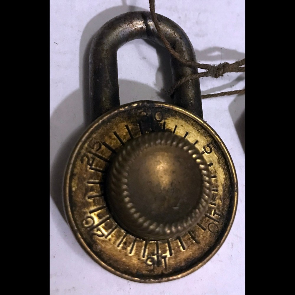Original small c. 1912 Junkunc Bros Combination Brass Padlock - Style J - w/CODE