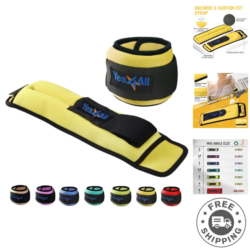 2x4Lbs Neoprene Ankle Weights for Walking, Jogging & Strength Training