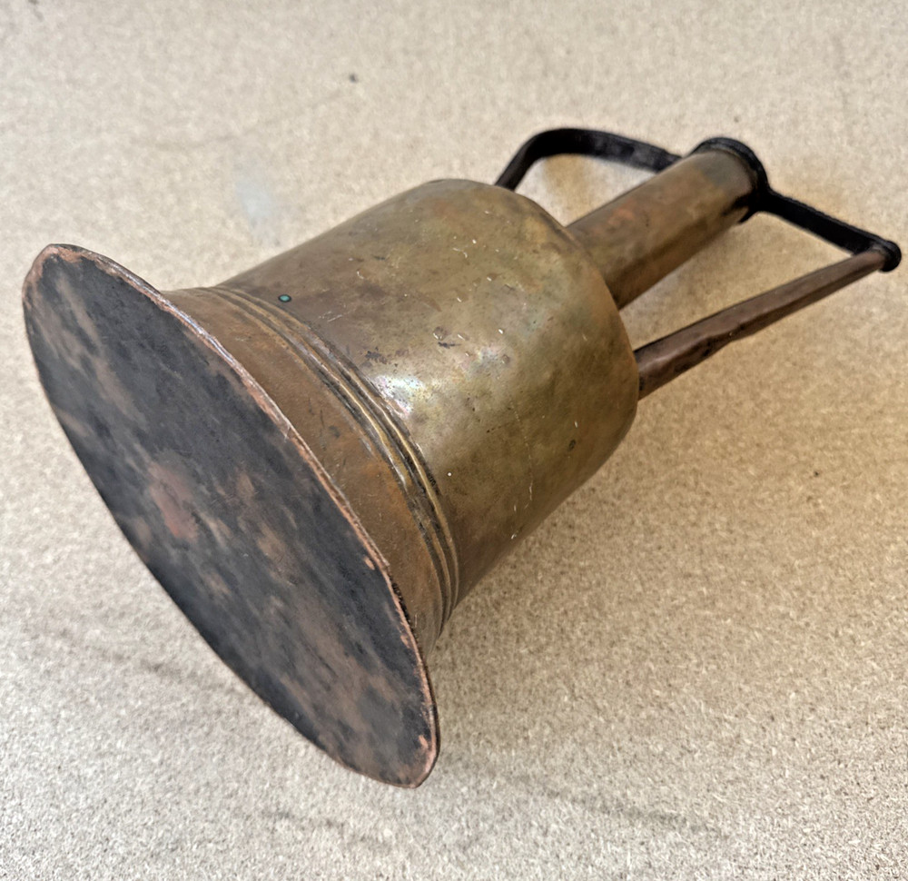 Vintage Handmade Middle Eastern Copper Water Pitcher with Iron Handle Rustic
