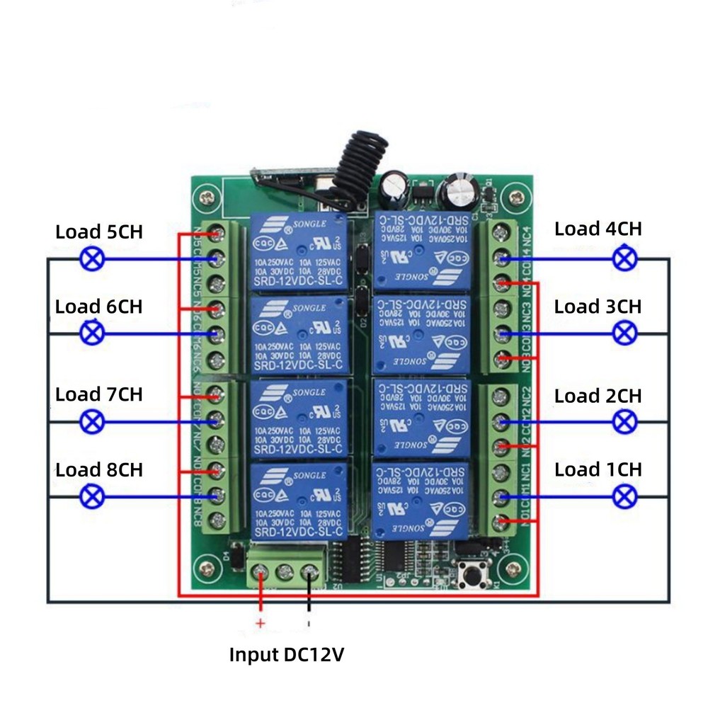 DC12V Relay 433mhz Multi Functional 433mhz 8CH wireless RF Remote Control Switch