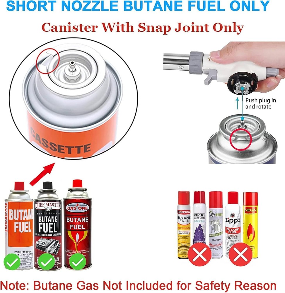 Compact Culinary Butane Torch - Adjustable Flame for Kitchen & DIY Projects