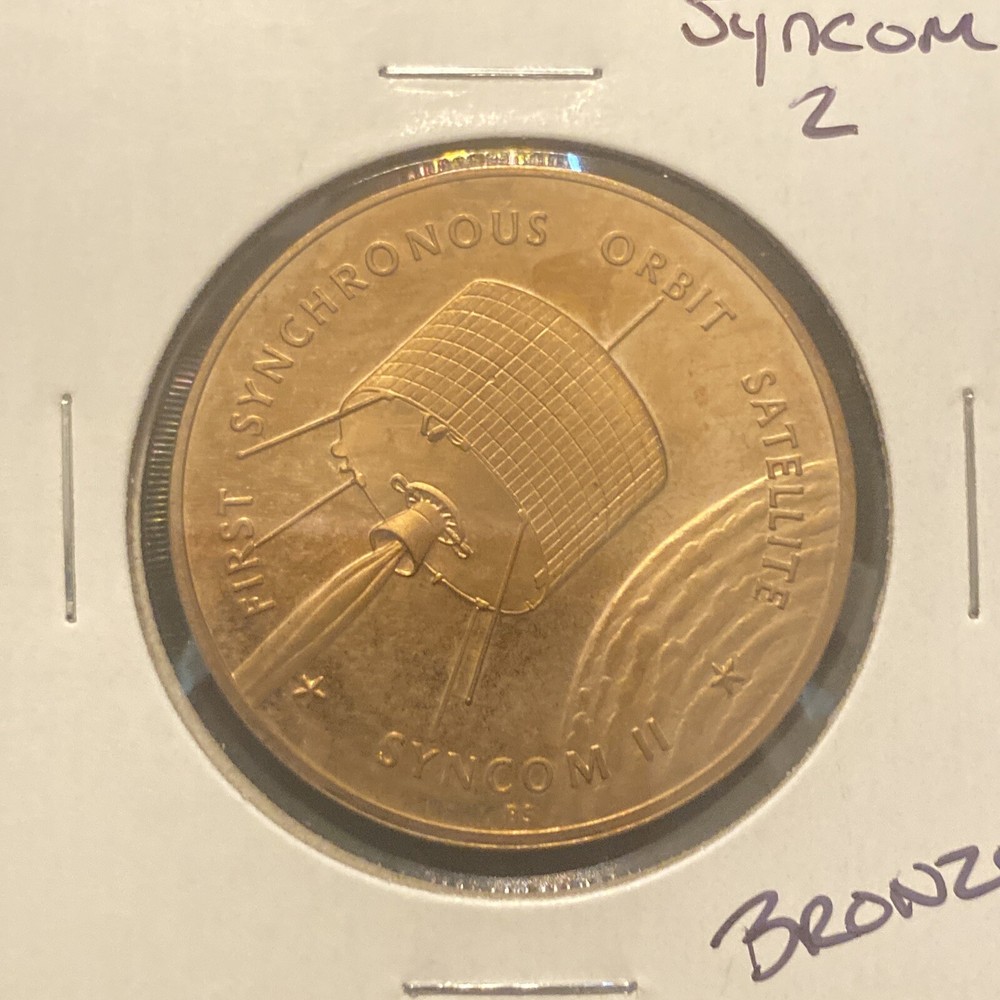 Vintage Syncom 2 Bronze Token Space Synchronous Orbit Satellite Token