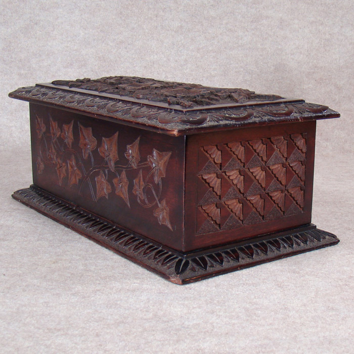 Carved Solid Black Walnut Chest - c.1880