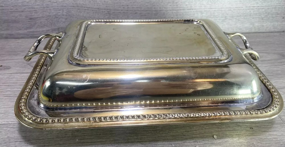 EARLY 20TH C. SILVER PLATE SERVING DISH two handle made in uk