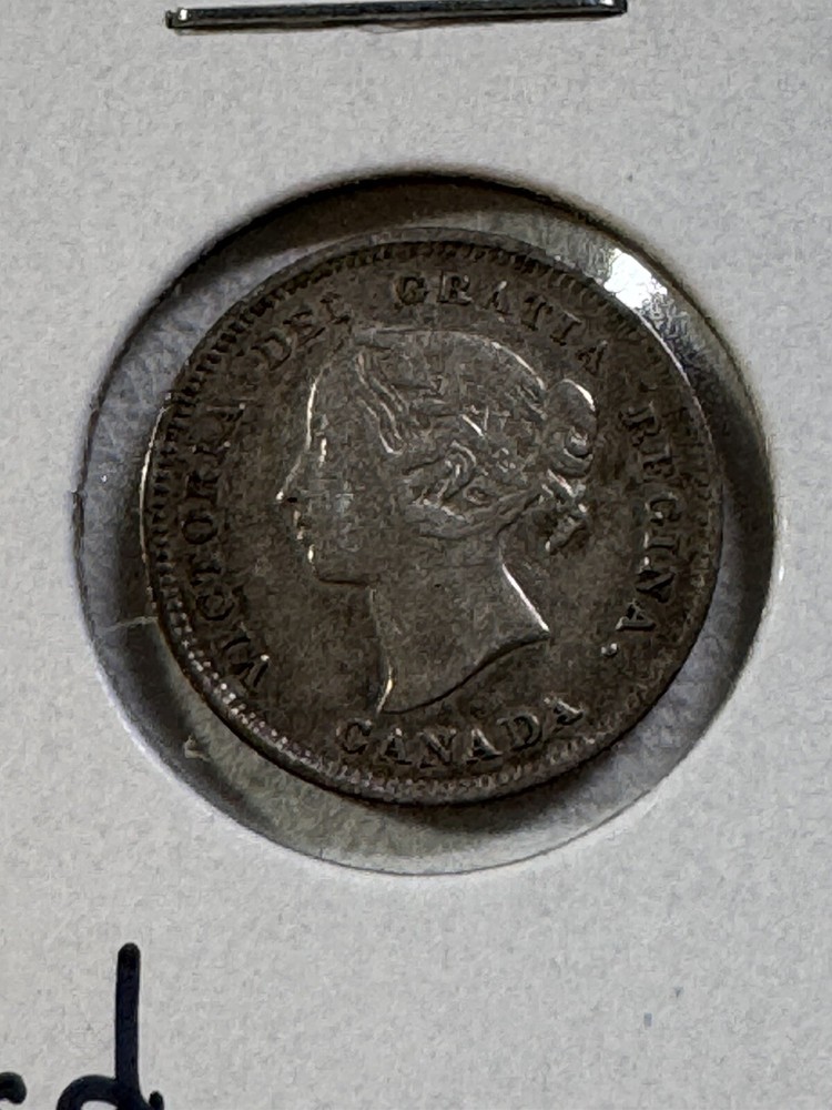 1888 Canada 5 Cents Small Silver Coin Cleaned
