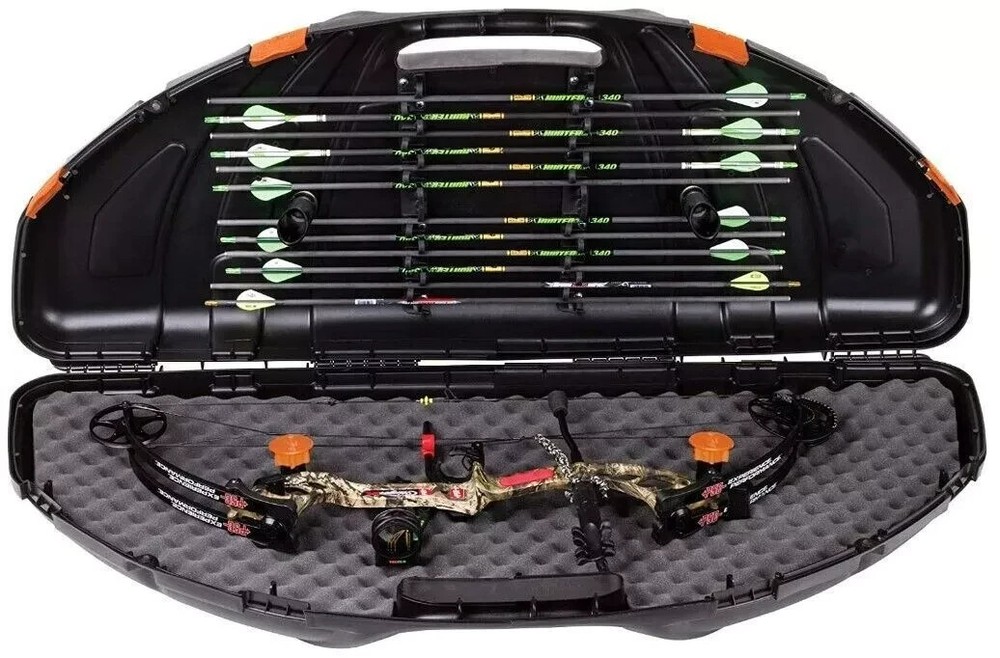 Archery Compound Bow Case Rugged Hard Shell Inner Foam Hunting Bow Arrow Storage