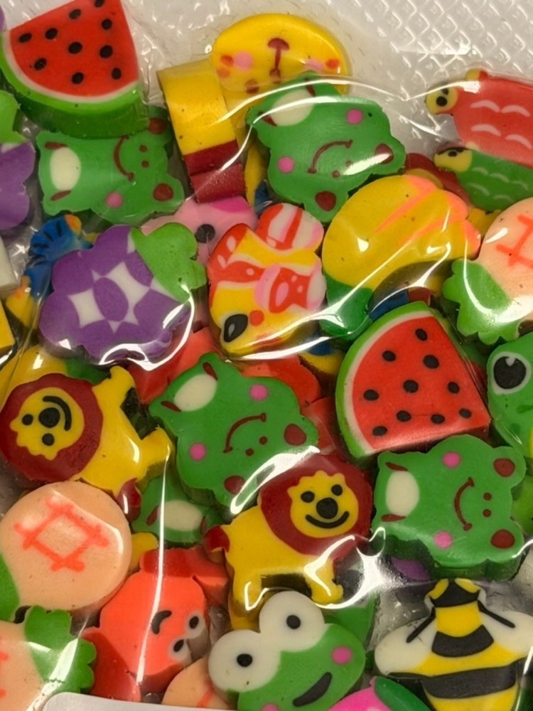 300 PCS Mini Animal Fruit Erasers, Bulk Tiny Novelty Pencil Erasers Assortment