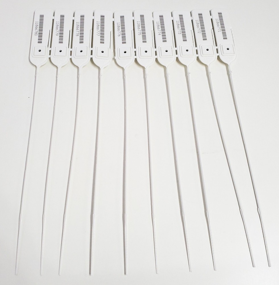 Plastic Security Cable Seals 50 Pack Barcode Tags Tamper Proof Inventory White S