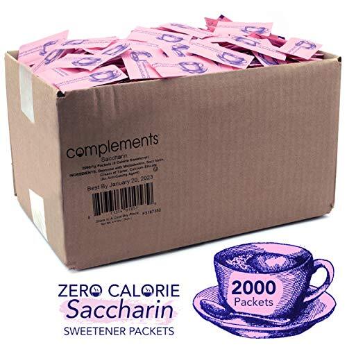 Complements Zero Calorie Saccharin Pink Sweetener Packets 2000 Count