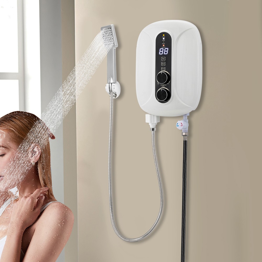 5500W Instant Hot Water Heater w/Built-in Pump, Digital Panel Mechanical Control