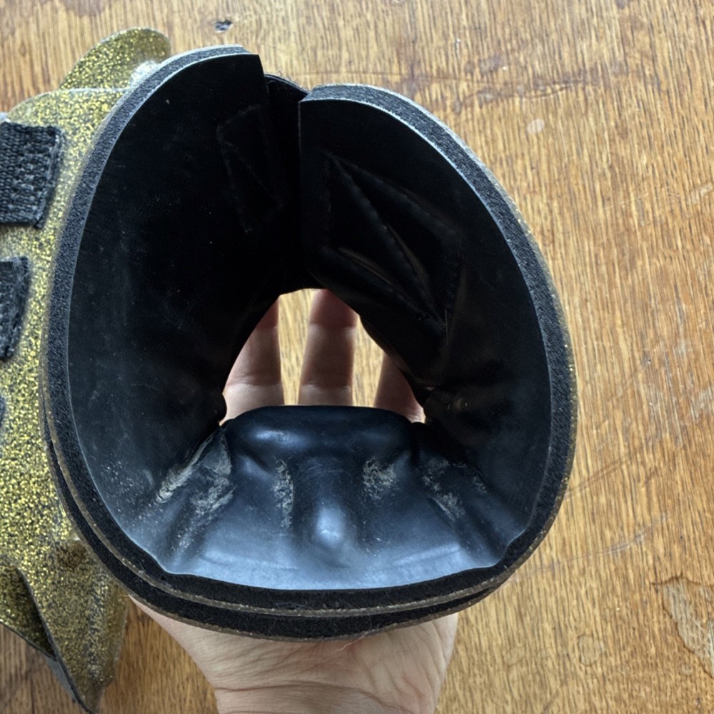 Davis Gold Glitter Overreach Boots and split boots Rubber Black