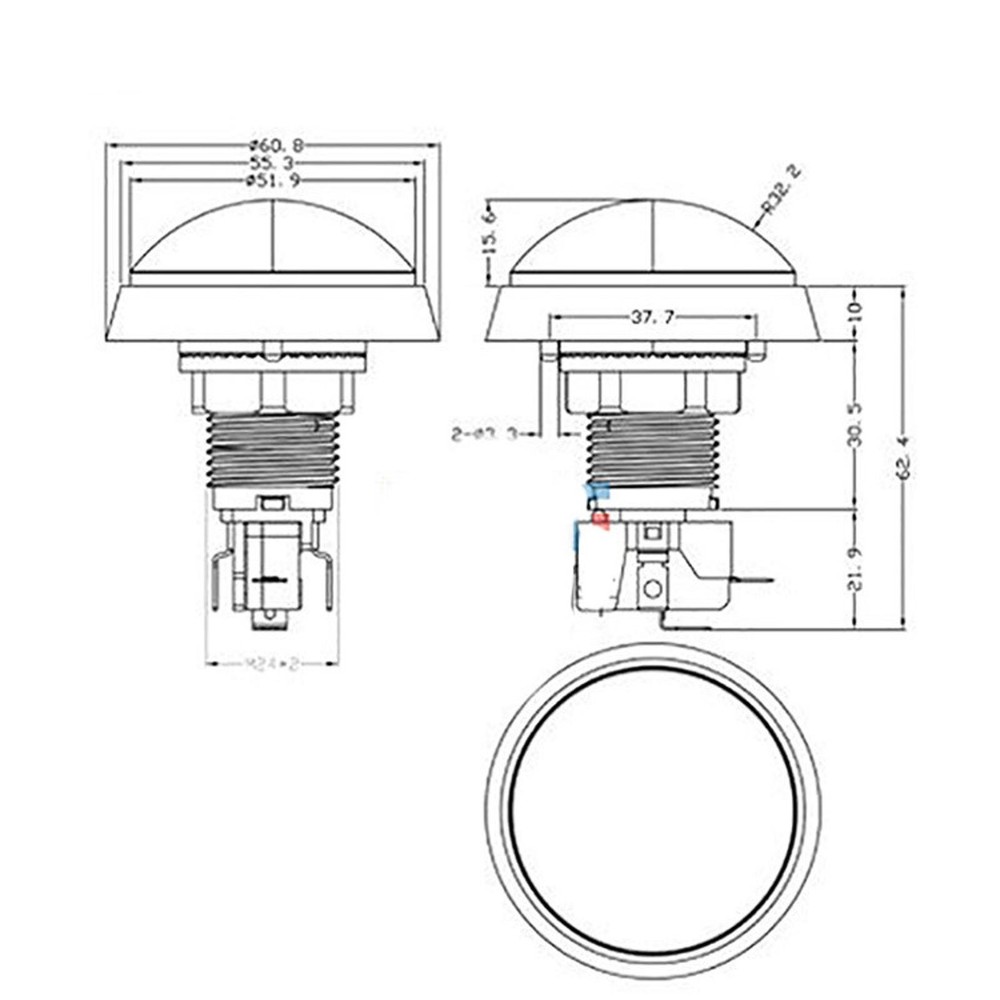 60mm White Arcade Round Push Button Illumilated 12V LED Light w/ Microswitch nn