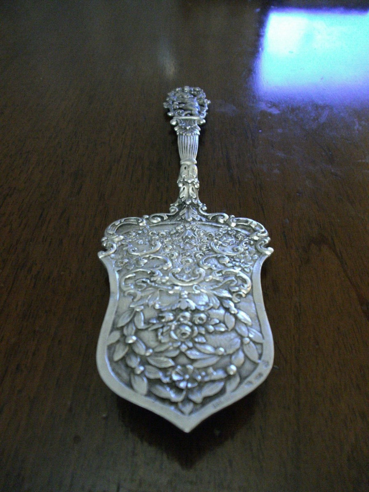 Large Antique Decorated 800 Silver Cake / Pie Server Germany c 1890 19th Cent