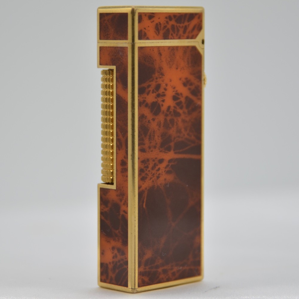 Dunhill Rollagas Lighter Laquer-Brown Shell-Ultrasonically cleaned_Working