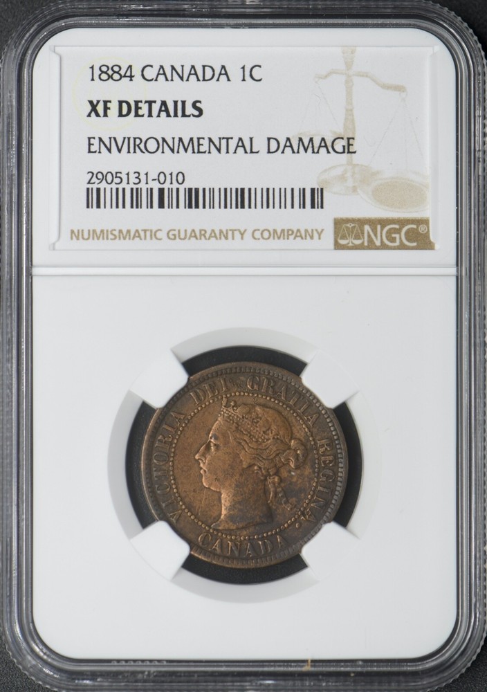 1884 Canada 1C Large Cent - NGC XF Details ENV DMG - ✪COINGIANTS✪