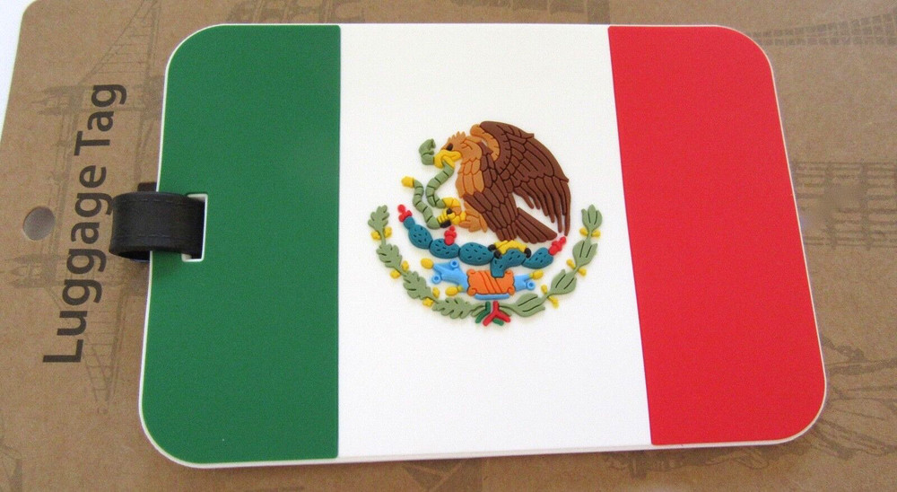 Luggage Tag -MEXICAN  FLAG  green white red. rectangular -use for kids & adults