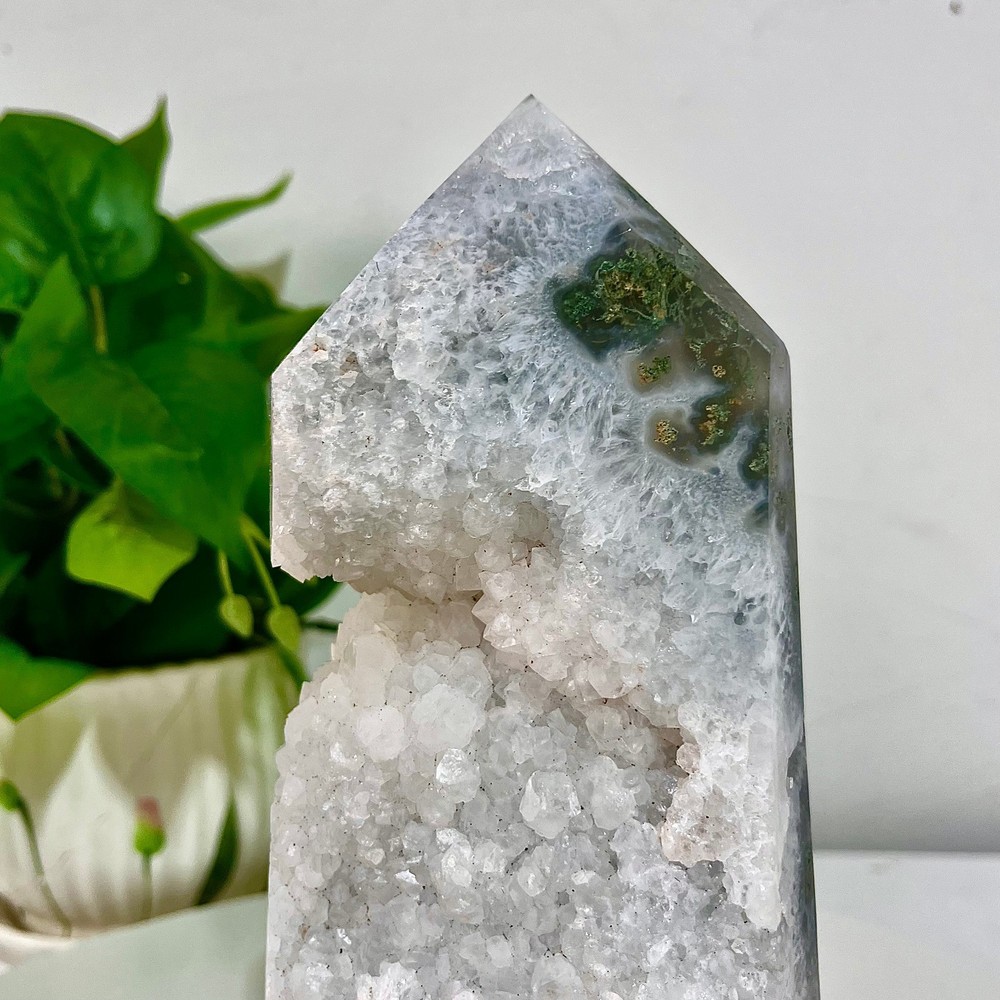 3.54LB Water grass agate wide column obelisk sample column