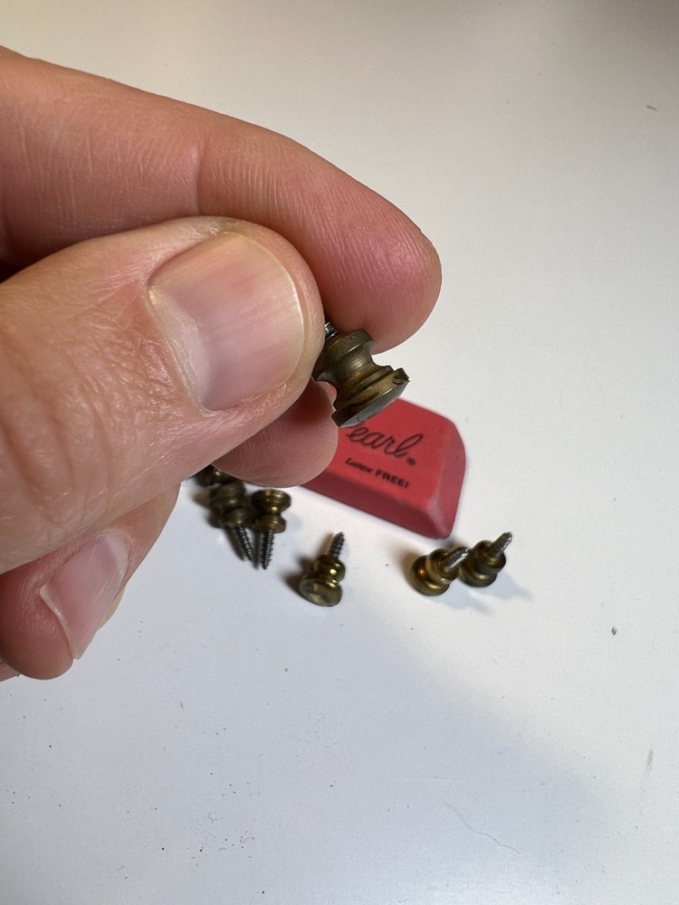 10: Tiny Small Vintage Mid Century Solid Brass Feet Knobs Handles Screw Hardware