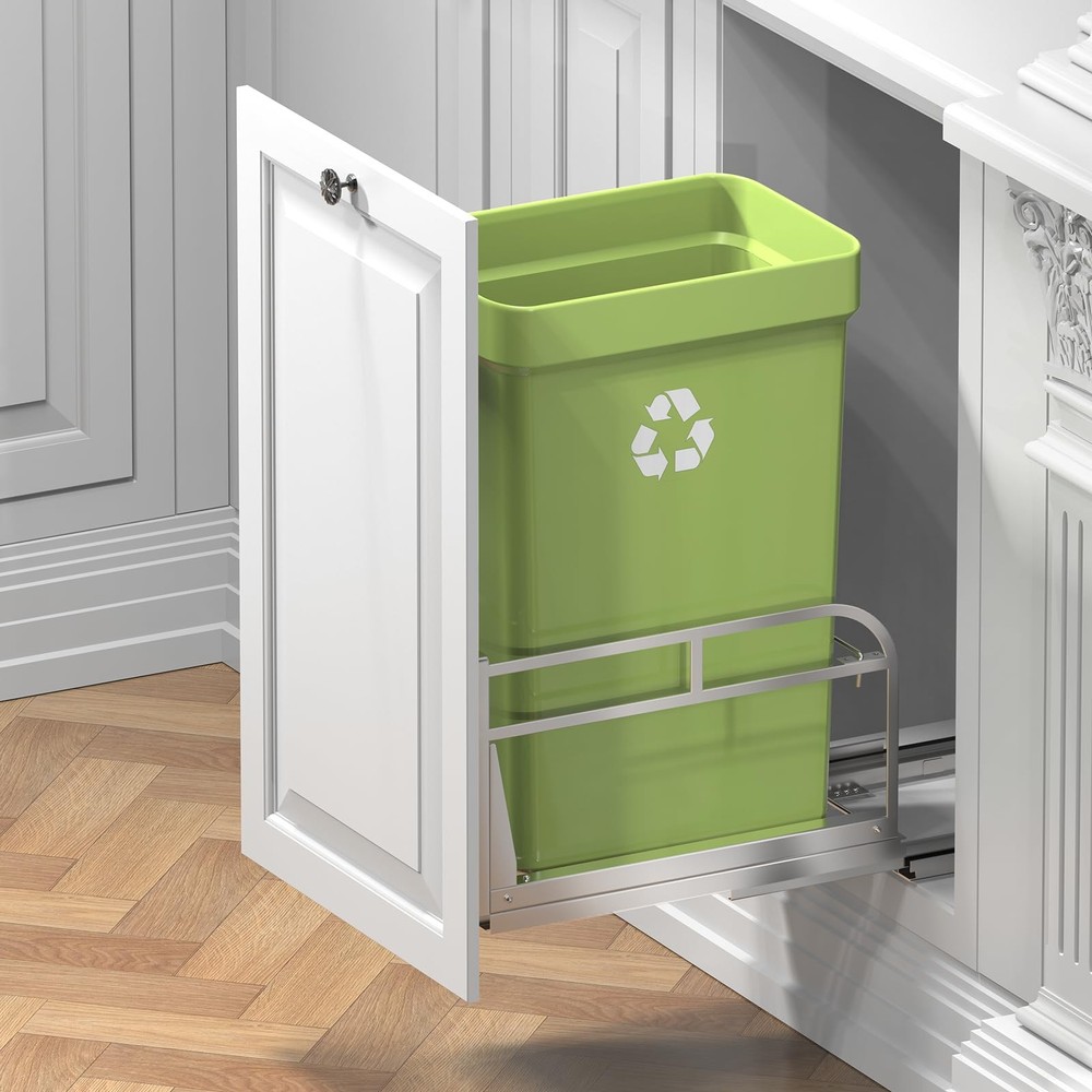 Pull Out Trash Can Under Cabinet Shelf, Under Cabinet Trash Cans Pull Out Kit...