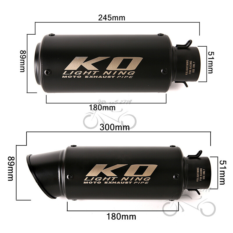 51mm Motorcycle Exhaust Tips Pair Universal Muffler Tail Pipe Left/Right System