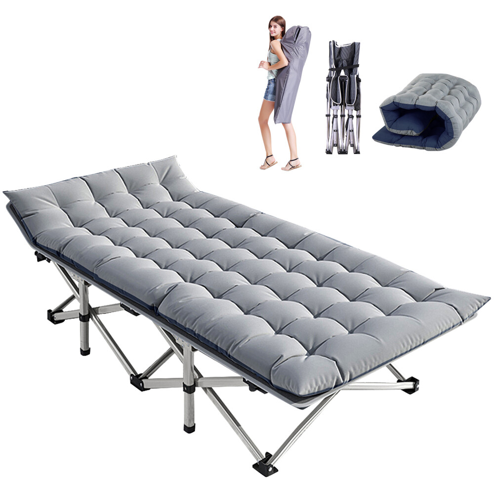 MOPHOTO Camping Cot with Thick Pad Camping Bed Folding Cot 600LBS(Max Load)