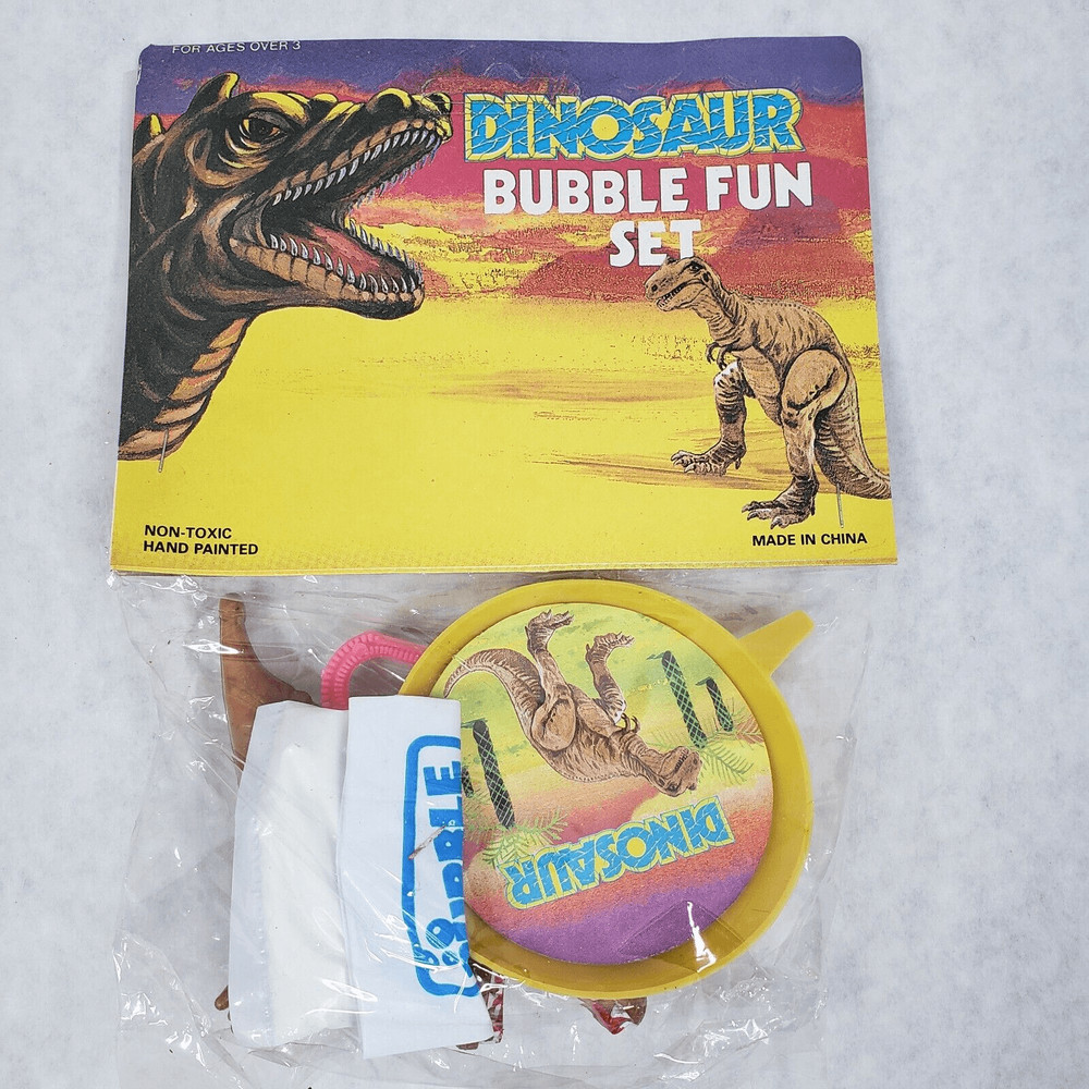 Vintage DINOSAUR Bubble Fun Set . Godzilla T-Rex