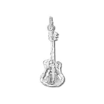 Sterling Silver Diamond Cut Guitar Pendant