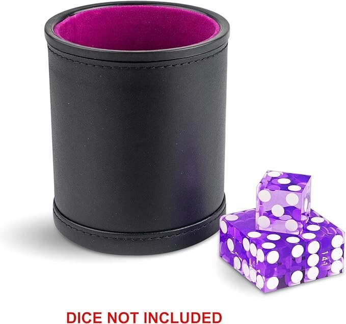 Leather Dice Cup with Purple Felt Lining