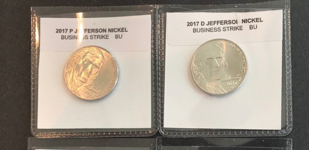 2017 P & D JEFFERSON NICKEL UNCIRCULATED, 2 COINS