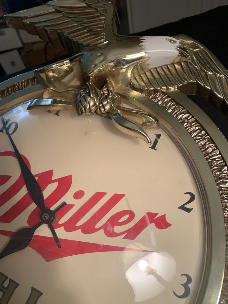 Miller Breweriana Wall Clock Eagle Wheat Design