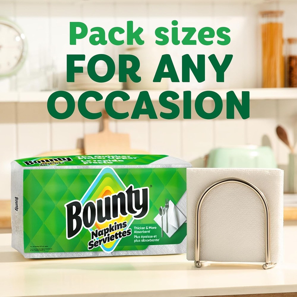 Bounty Paper Napkins, White, 1 Pack, 200 Sheets per Pack