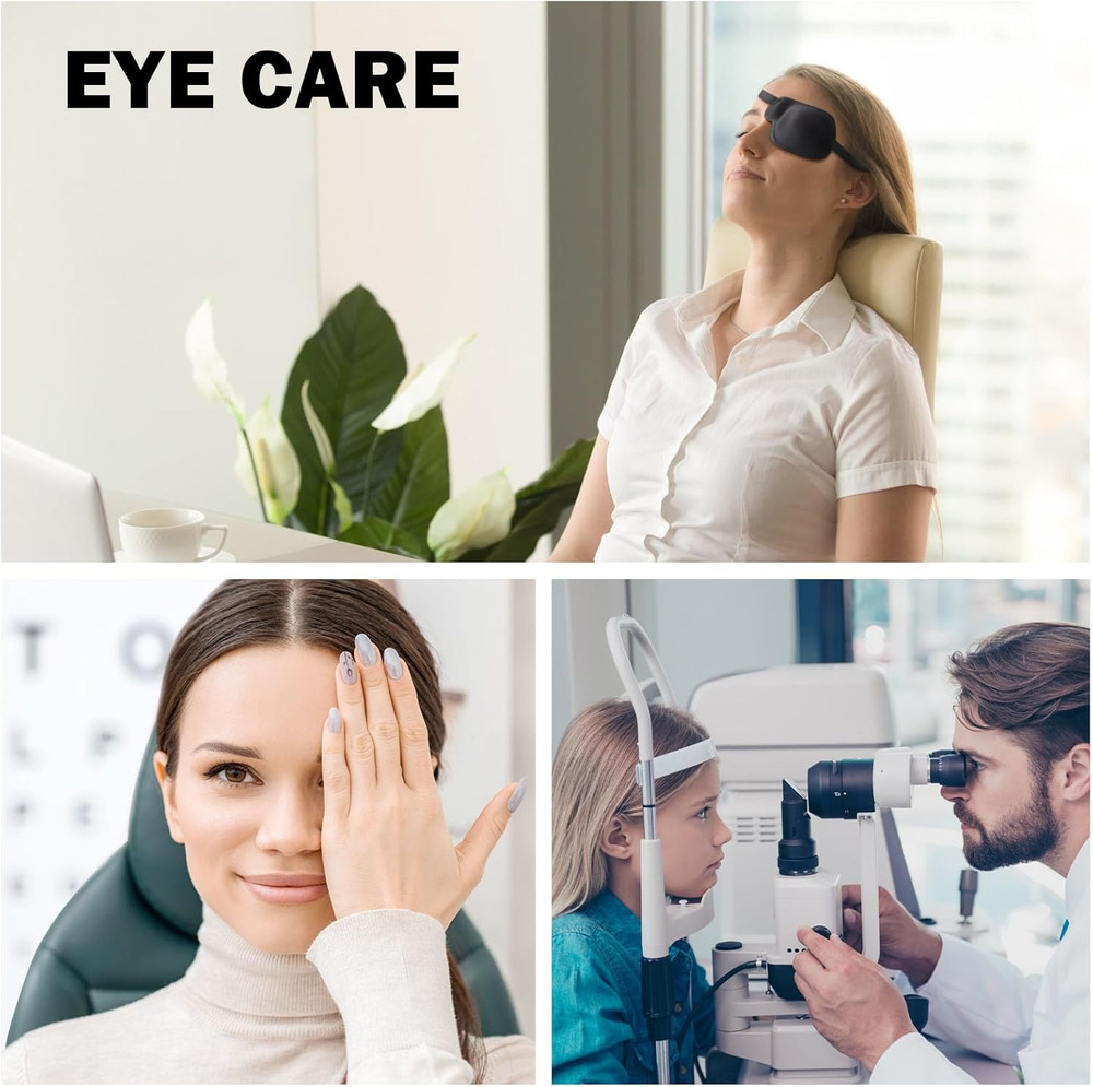 2Pcs 3D Eye Patches for , Adjustable Eyepatch,Black(Left)