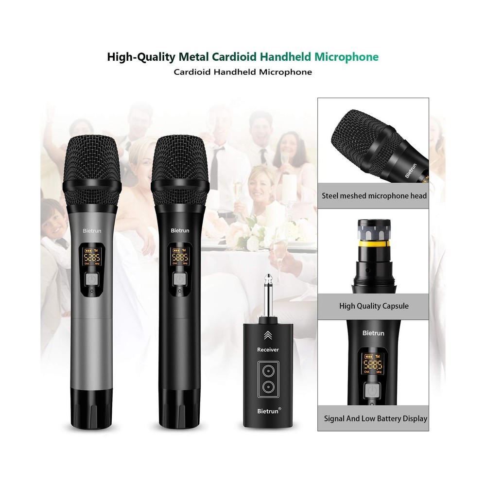 Wireless Microphone with Bluetooth, Professional UHF Dual Handheld ... Fast Ship