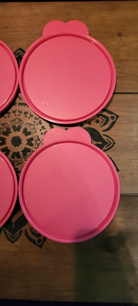TUPPERWARE four C SEAL REPLACEMENT LIDs #2541 OR #3131 Butterfly pink
