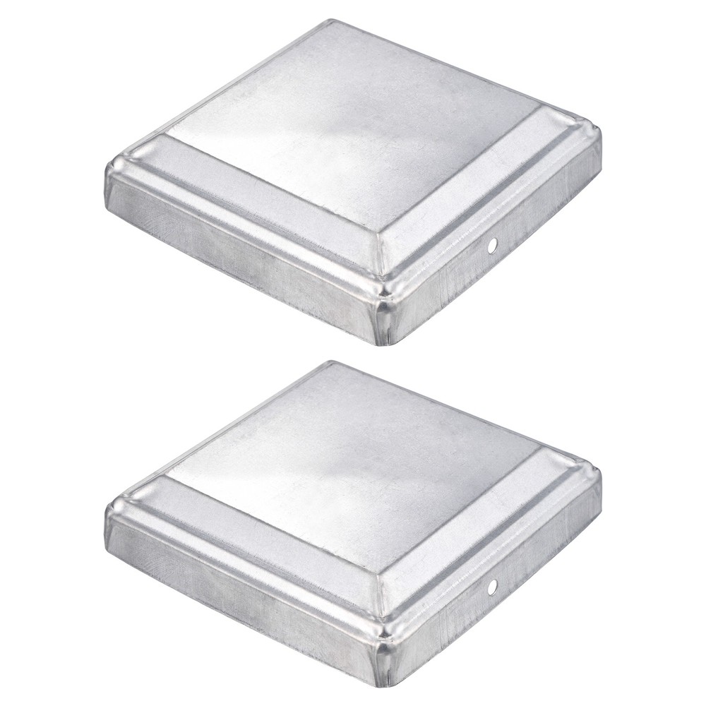 2Pcs Fence Post Cap, Galvanized Deck Post Caps Fit 4.8" x 4.8" Pipe, Silver