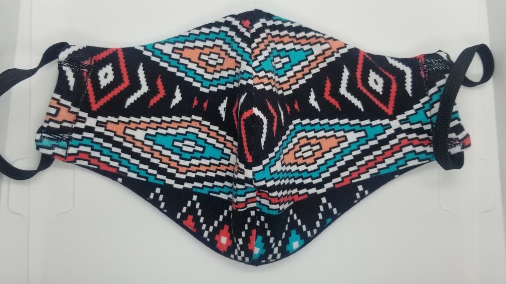 2 Pack -Aztec geometric print handmade face masks