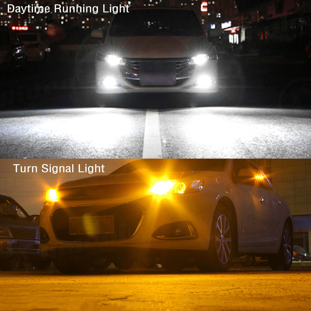 For Chevy Silverado1500 2500 White/Amber Switchback LED Turn Signal Light Bulbs